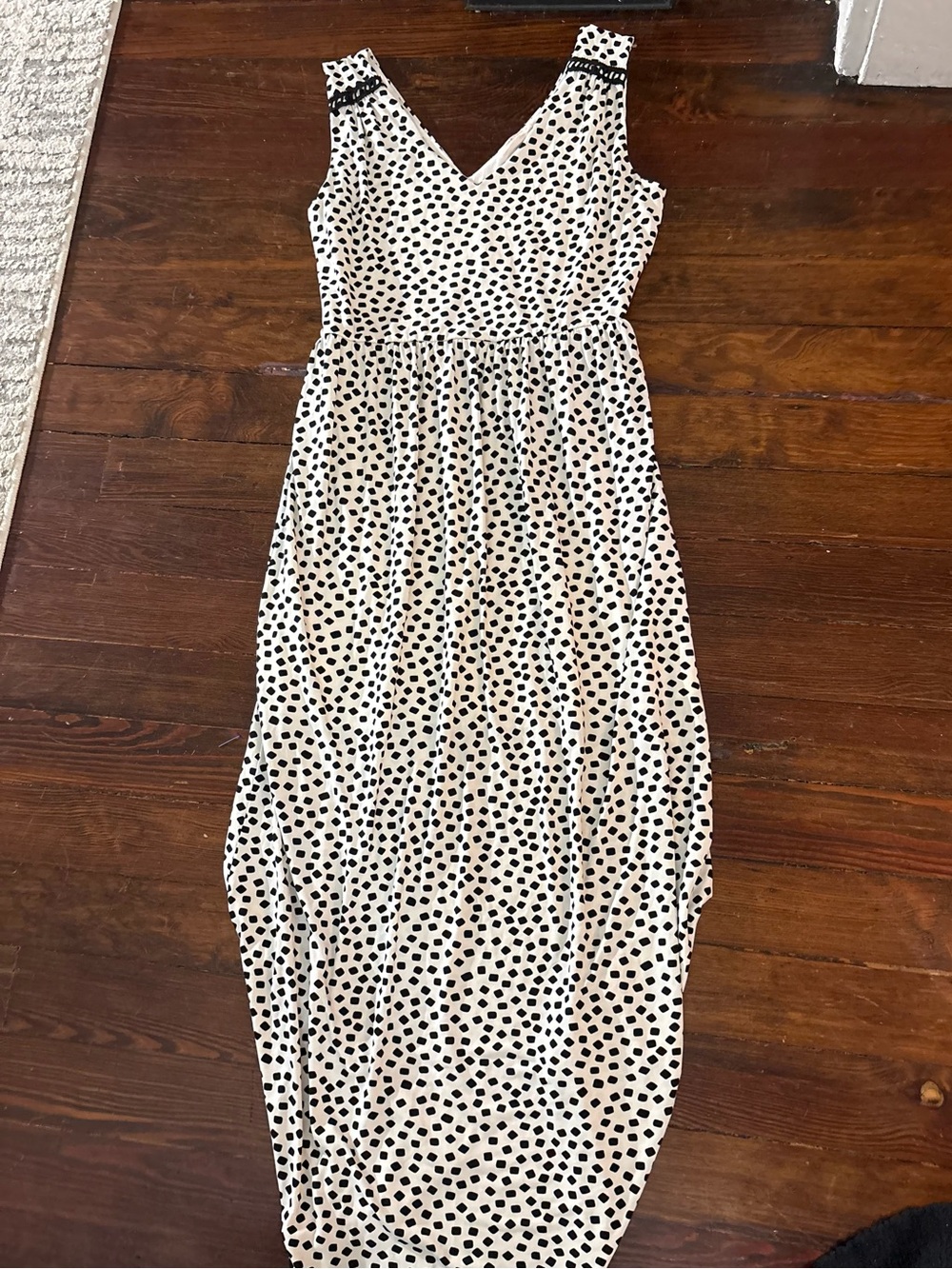 Le Lis black white top long flowy dress size M